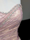 Light Pink Sweetheart Mermaid Satin Long Prom Dresses, Formal Evening Gowns HZ1024