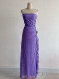 Strapless Sheath Purple Glitter Chiffon Evening Dress, Sweet 18 Dress HZ1024