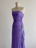 Strapless Sheath Purple Glitter Chiffon Evening Dress, Sweet 18 Dress HZ1024