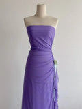 Strapless Sheath Purple Glitter Chiffon Evening Dress, Sweet 18 Dress HZ1024