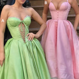 Pink Sweetheart Neck A-Line Satin Prom Dress, Fashionable Evening Dress HZ1024