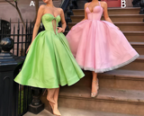Pink Sweetheart Neck A-Line Satin Prom Dress, Fashionable Evening Dress HZ1024