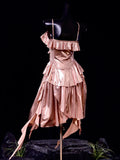 Rose Gold Pink Spaghetti Straps Sheath Satin Short Prom Dresses Birthday Party Dress HZ1024