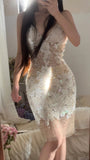 White Sweetheart Neck Sheath Beaded Tulle Short Party Dresses Sweet 16 Dress HZ1024