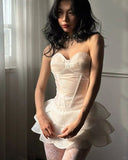 White Sweetheart Sparkly Tulle Short Ballgowns Sweet Birthday Dress HZ1024