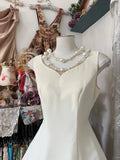 Off-White V-Neck A-Line Chiffon Short Birthday Dress, Graduation Dress HZ1024
