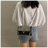 Houndstooth Versatile Shoulder Chain Crossbody Bag HZ1024