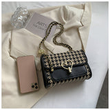 Houndstooth Versatile Shoulder Chain Crossbody Bag HZ1024