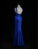 Royal Blue Halter Mermaid Long Prom Dresses, Vintage Evening Gowns HZ1024