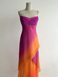 Purple Spaghetti Strap Sheath Chiffon Long Prom Dresses, Vintage Party Dresses HZ1024