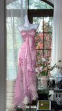 Halter Sheath Chiffon Beaded Formal Dresses, Light Green Long Prom Dresses HZ1024