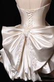 White Strapless A-Line Satin Bow Short Homecoming Dress Birthday Dress HZ1024