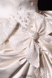 White Strapless A-Line Satin Bow Short Homecoming Dress Birthday Dress HZ1024