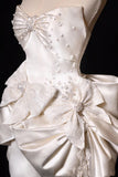 White Strapless A-Line Satin Bow Short Homecoming Dress Birthday Dress HZ1024