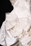 White Strapless A-Line Satin Bow Short Homecoming Dress Birthday Dress HZ1024