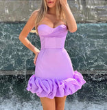 Purple Bodycon Spaghetti Strap Short Homecoming Dresses Party Outfits HZ1024