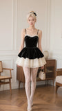 Black Spaghetti Strap A-Line Lace Velvet Short Homecoming Dresses HZ1024