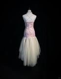 Pink Strapless Sheath Tulle Embroidery Short Evening Dress HZ1024