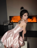 Pink Birthday Dress A-Line Satin Short Homecoming HZ1024