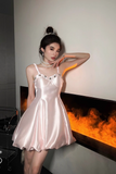 Pink Birthday Dress A-Line Satin Short Homecoming HZ1024