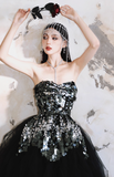 Black Strapless A-Line Tulle Short Homecoming Dress HZ1024