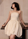 White Strapless A-Line Short Homecoming Dress Birthday Dress HZ1024