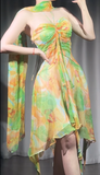 Green Halter Neck A-Line Tulle Short Birthday Dress Homecoming Dresses HZ1024