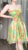 Green Halter Neck A-Line Tulle Short Birthday Dress Homecoming Dresses HZ1024