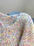colorful V-neck lantern sleeve sweater HZ1024
