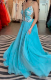 Spaghetti Straps A-Line Beaded Chiffon Formal Dresses Elegant Backless Prom Dresses HZ1024