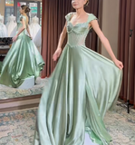 A-Line Sweetheart Satin Long Stunnig Prom Dresses Elegant Formal Dresses HZ1024