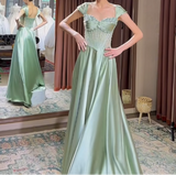 A-Line Sweetheart Satin Long Stunnig Prom Dresses Elegant Formal Dresses HZ1024