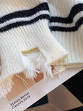 style V-neck ripped striped sweater HZ1024