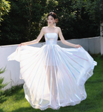 Strapless A-Line Tulle Birthday Dress, Elegant Prom Dresses HZ1024