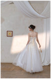 Apricot A-Line A-Line Spaghetti Strap Party Dress, Tulle Sweet Birthday Outfit HZ1024