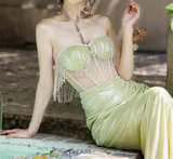 Sweetheart Sheath Satin Birthday Dresses Slits Starfruit Yellow Evening Gowns HZ1024