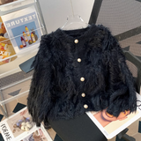 Mink Velvet Round Neck Chanel Style Soft Waxy Knitted Cardigan HZ1024