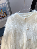 Mink Velvet Round Neck Chanel Style Soft Waxy Knitted Cardigan HZ1024