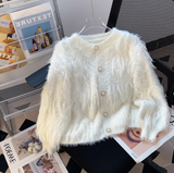 Mink Velvet Round Neck Chanel Style Soft Waxy Knitted Cardigan HZ1024