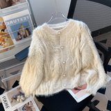 Mink Velvet Round Neck Chanel Style Soft Waxy Knitted Cardigan HZ1024