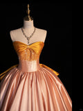 Blush Pink A-Line Strapless Long Ball Gown Sweet 16 Dress Elegant Quinceanera Dresses HZ1024