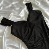 Black Sweetheart Neck Bodycon Birthday Dresses Ruffle Chiffon Formal Dresses Party Dress HZ1024