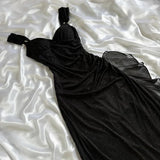 Black Sweetheart Neck Bodycon Birthday Dresses Ruffle Chiffon Formal Dresses Party Dress HZ1024