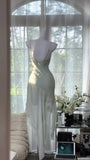 Grey Green Spaghetti Strap Women's Dress HZ1024