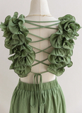 Green A-Line 8th Grade Homecoming Dress V Neck Backless Birthday Outfit Cute Cocktail Dress HZ1024