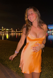 Spaghetti Straps Orange 8th Grade Homecoming Dress Sweet Birthday Outfit Fashion Cocktail Dress HZ1024