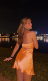 Spaghetti Straps Orange 8th Grade Homecoming Dress Sweet Birthday Outfit Fashion Cocktail Dress HZ1024