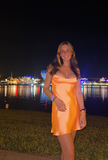 Spaghetti Straps Orange 8th Grade Homecoming Dress Sweet Birthday Outfit Fashion Cocktail Dress HZ1024