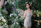Silver 18th Birthday Dress Beaded Strapless Bodycon Homecoming Dresses Sweet Party Dress HZ1024