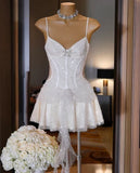 Pink Spaghetti Strap 16th Birthday Dress Glitter Sequin A-Line Homecoming Dresses HZ1024